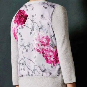 Floral Print Gray Sweater